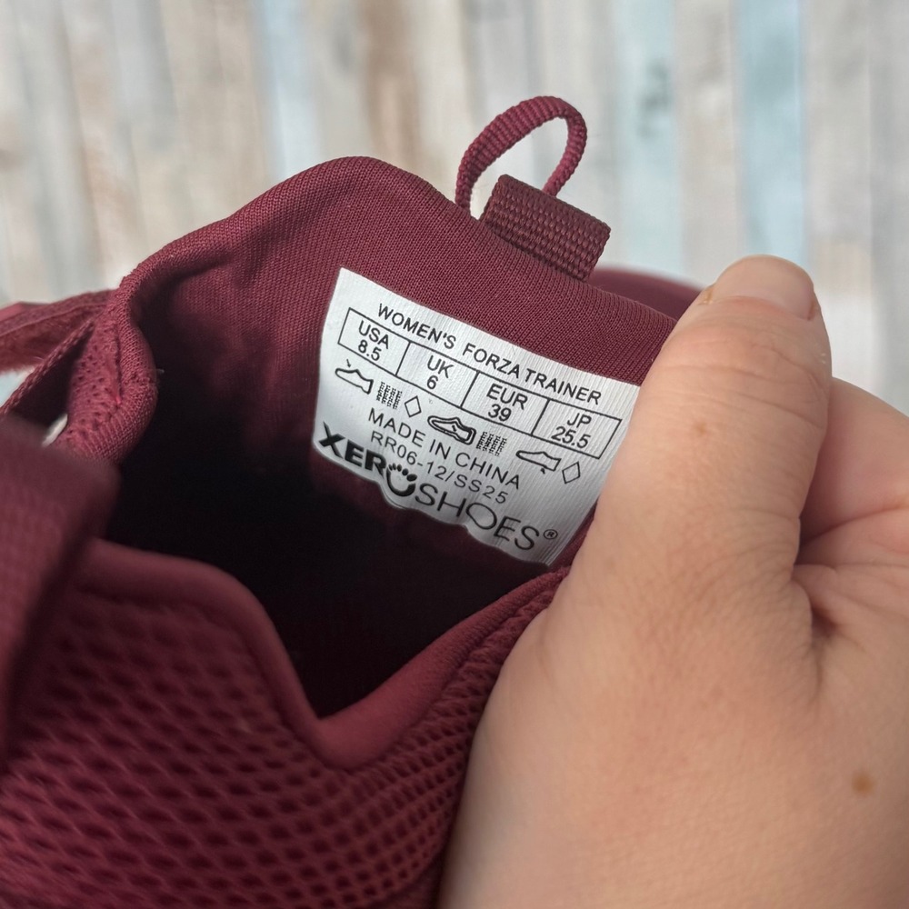 Xero Shoes 8.5 Forza Trainer Burgundy Wine Gum Sole Minimalist Barefoot Sneakers - Picture 8 of 12
